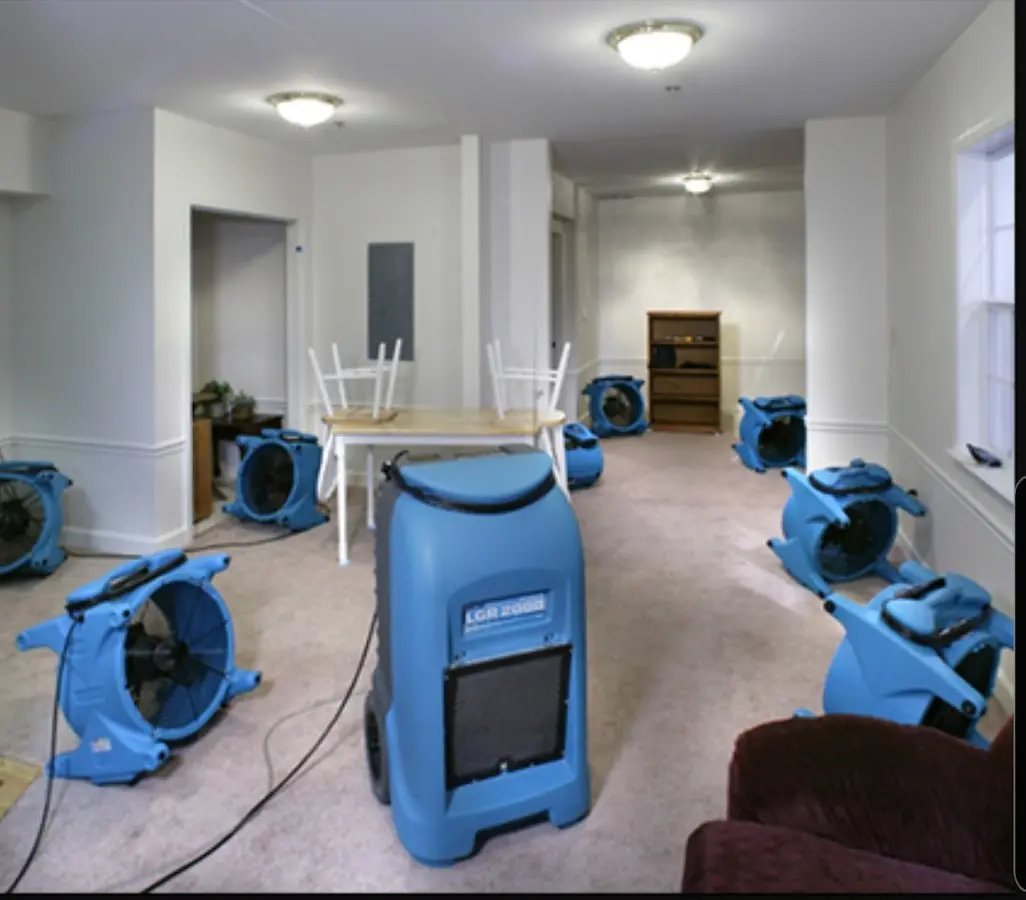 Air movers and dehumidifier setup for Water Extraction & Removal in Wellsville